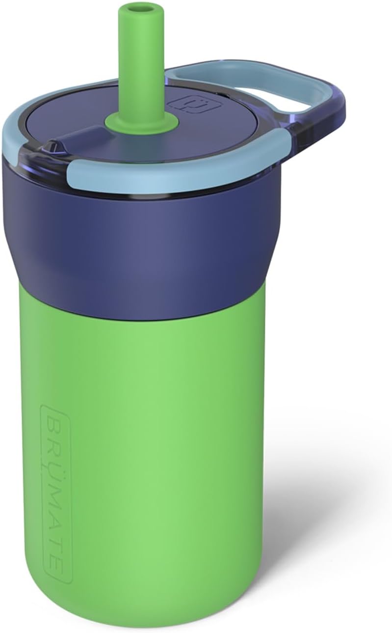 BrÃ¼Mate Leap 12oz 100% Leakproof Kids Tumbler with Handle and Silicone Soft Straw | Drop Resistant Silicone Sleeve | For Kids 4+ | Insulated Stainless Steel | Cup Holder Friendly | 12oz (Neutron) - Image 1